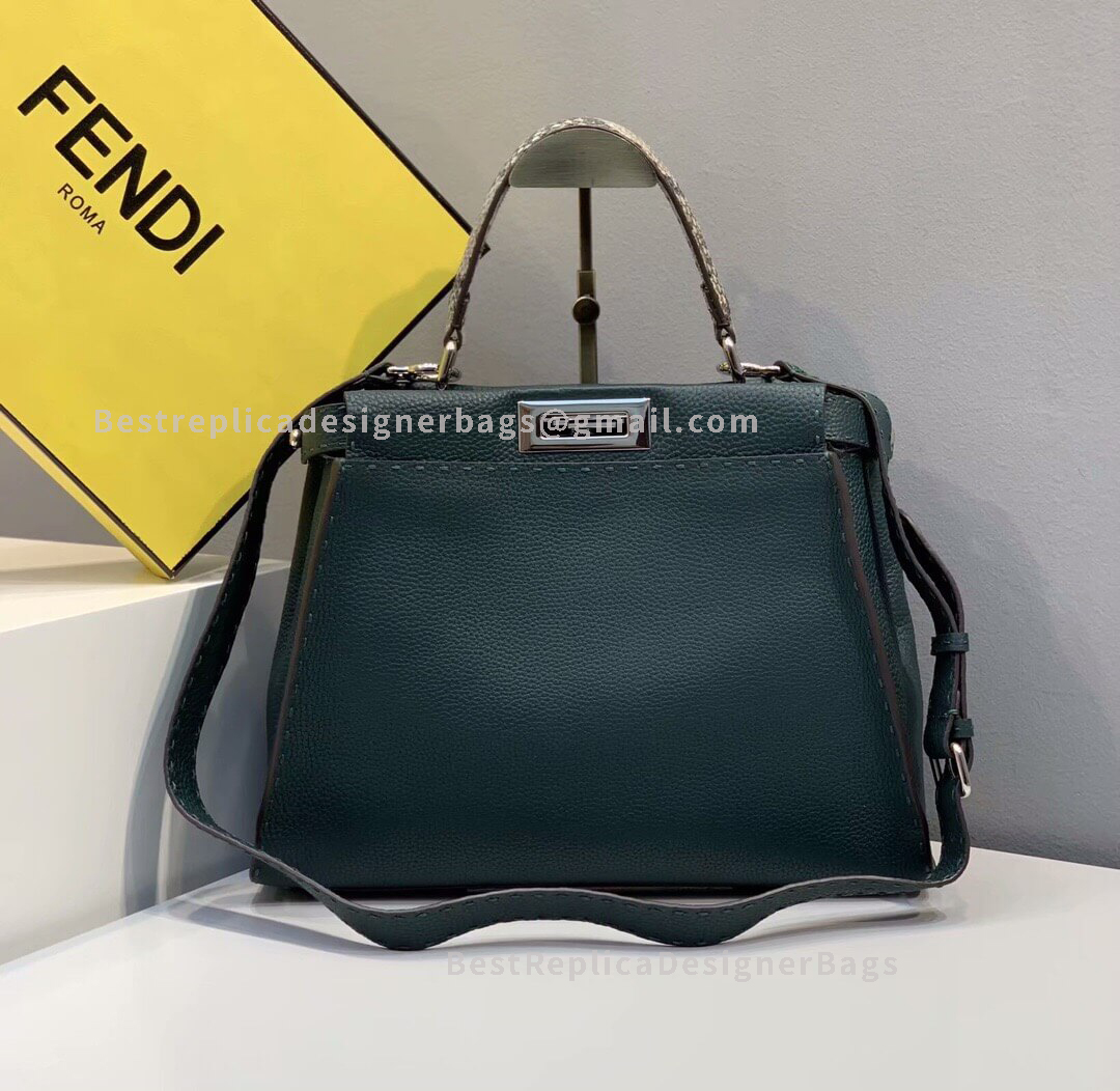 Fendi Peekaboo Iconic Medium Green Roman Leather Bag 5290M